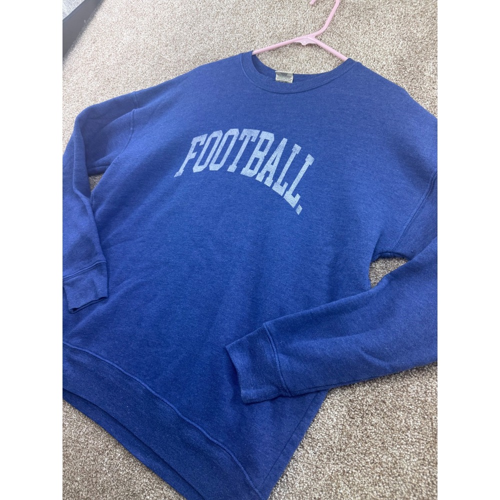 Oat Collective Women Blue Football Crewneck Sweatshirt Large Heathered Gameday
